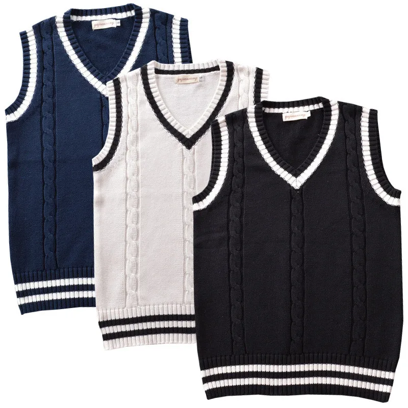 

1-18Y Teens Baby Kids Vest Sweater Coat for Children's Preppy Style Clothing Girls Boys School Uniform Knitted Wool Waistcoat