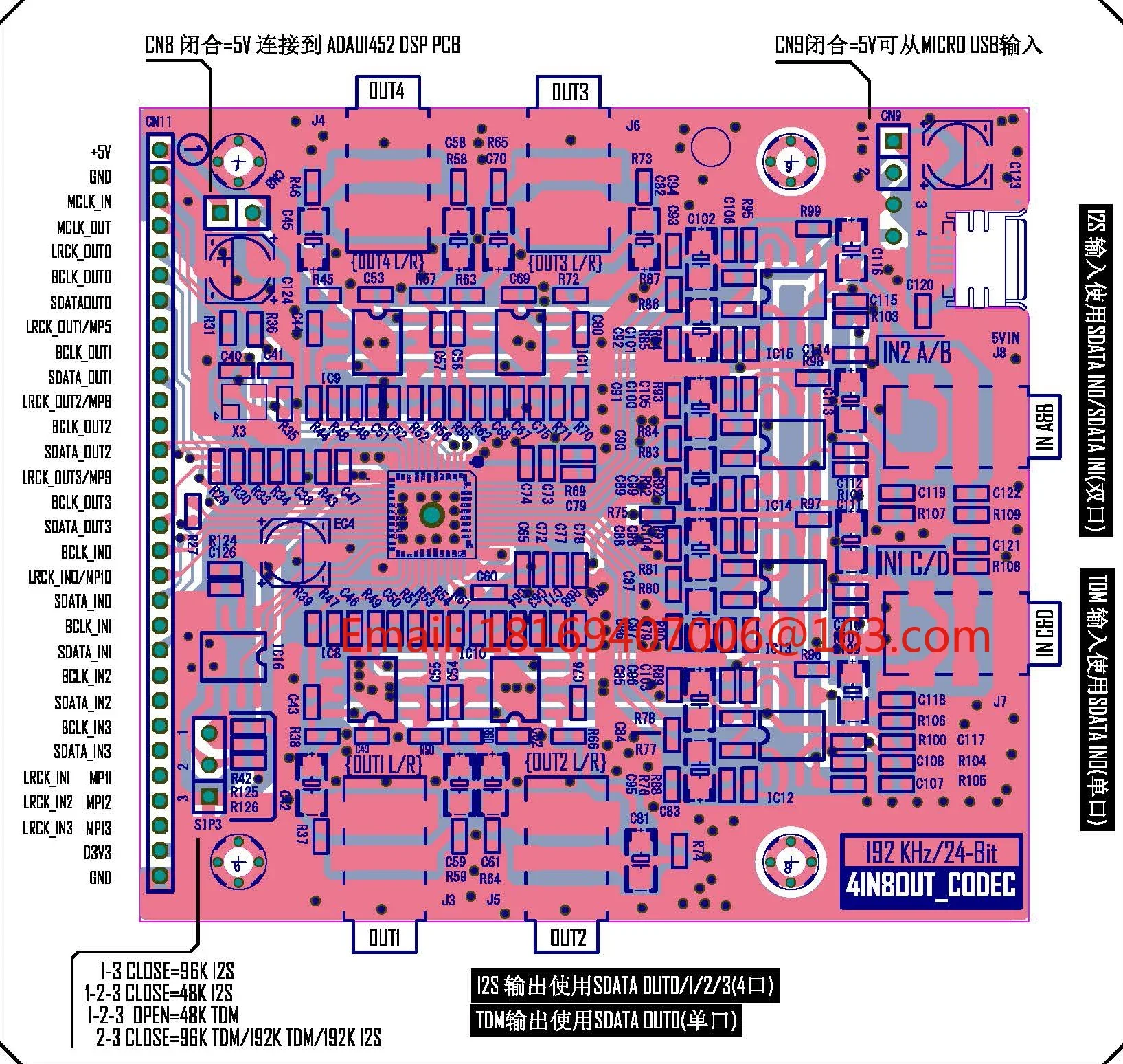 Фото ADAU1452_DSP Макетная плата, обучающая плата (STM32F103) со схематической схемой №1