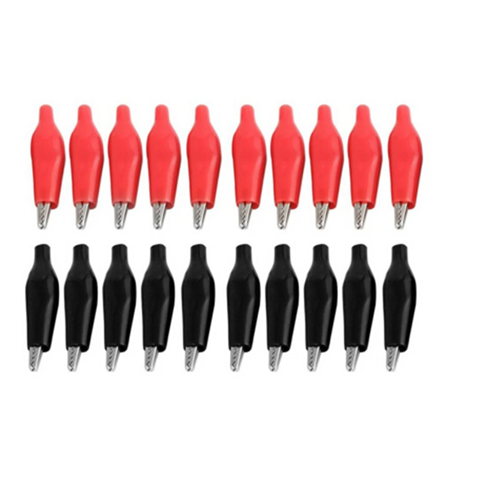 

20pcs 28MM Metal Alligator Clip G98 Crocodile Electrical Clamp Testing Probe Meter Black Red with Plastic Boot Car Auto Battery