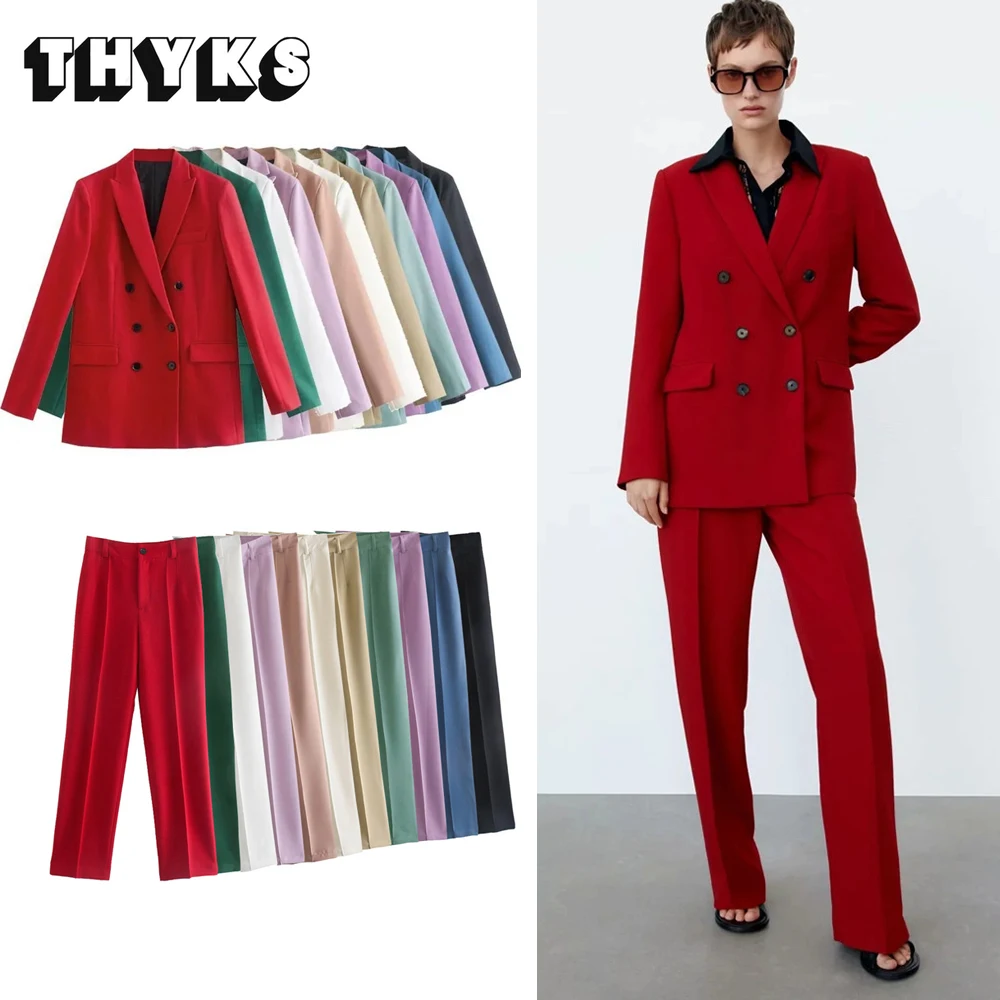 

Set Woman 2 Pieces Suit Blazer and Pants Office Ladies Formal Outfits Kit Elegant Solid Jacket Trousers Spring 2022 Overalls