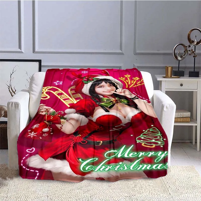 

Christmas Sexy Girl Soft Plush Blanket Cartoon Sofa Bed Throwing Girl Picnic Blankets Modern Flannel Blanket Nice Gift Hot Anime