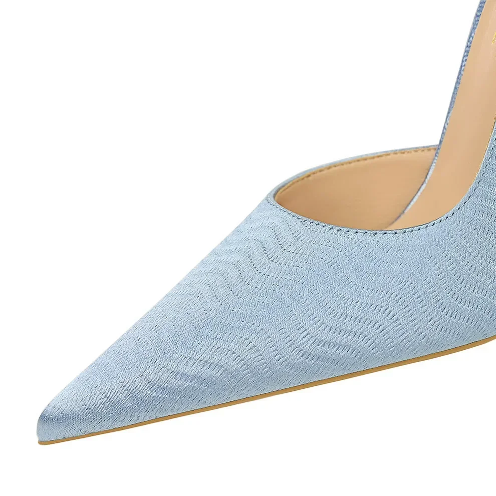 Женские Шелковые Бархатные Туфли-лодочки С Острым Носком На Высоком Каблуке 10 5