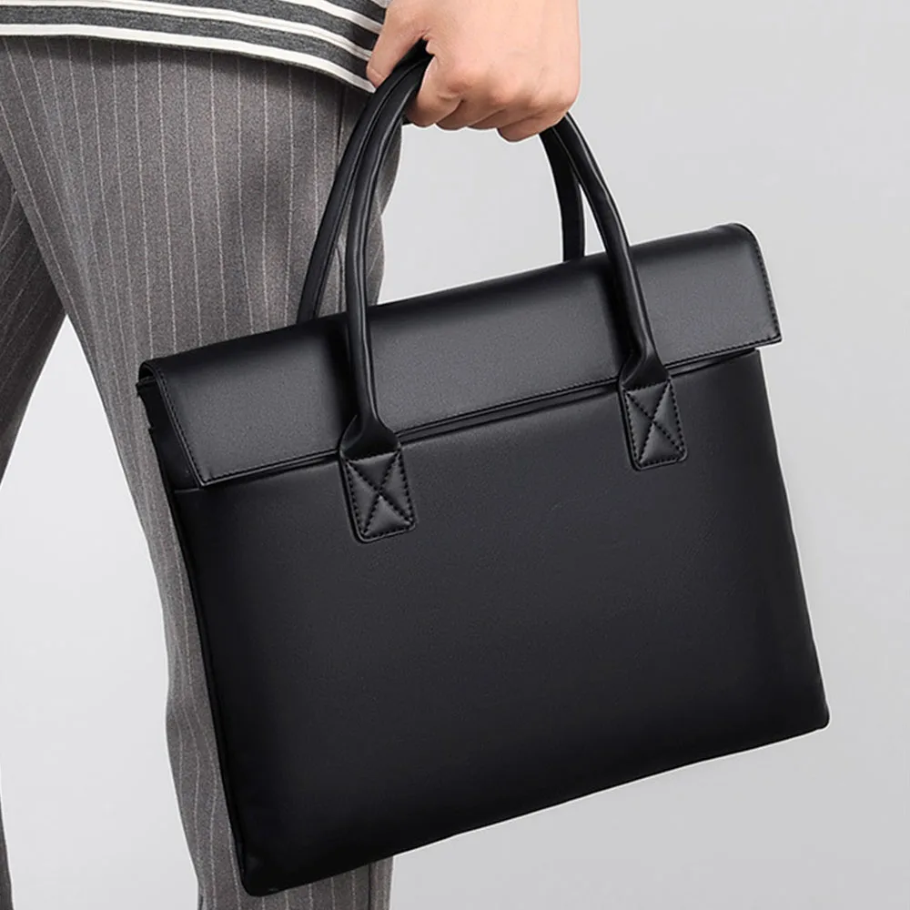 

Double-layer Document Business Interlayer Portfolio Leather Computer Woman Bag Briefcase Organizer Marfino Laptop Men For