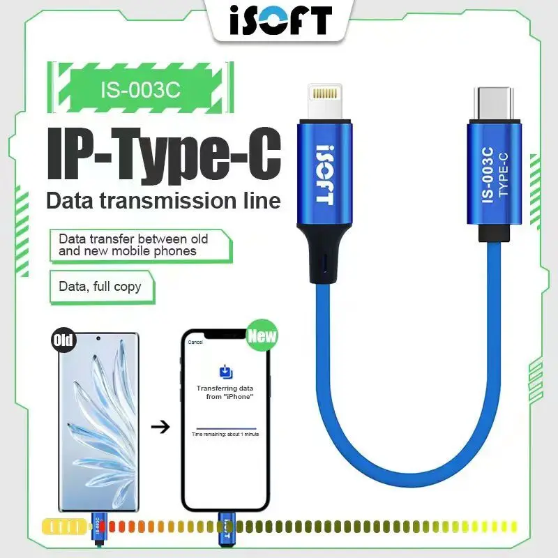 

Fast Data Transmission Line Cable for iPhone iPad Transferring Data Photos/Videos/APP/Chat Records to New IOS Android Type-C dev