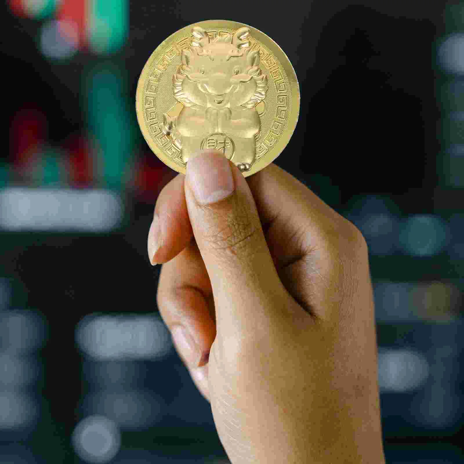 

12 Sets Dragon-year Commemorative Coins Zodiac Souvenir Coins 2023 New Year Gift with Bag