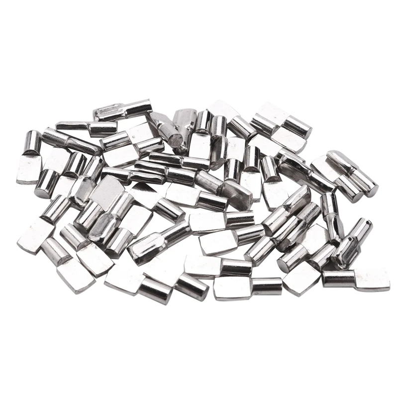 

5Mm Shelf Pins, Spoon Shape Cabinet Furniture Shelf Support Pegs Nickel Plated, 50 Pcs