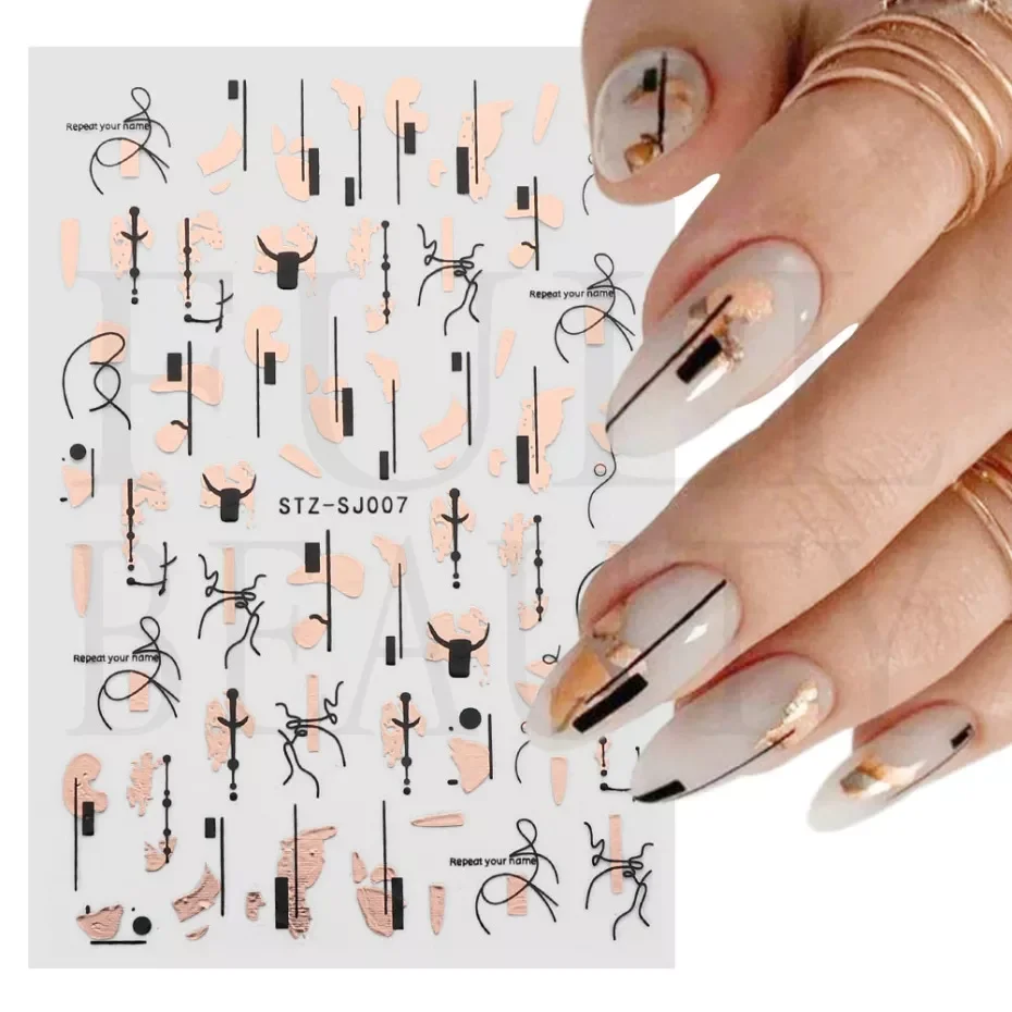 

Graffiti Strips Nail Sticker Rose Gold Abstractline Fashion 3D Slider for Manicure Polish Tattoo Nail Art Decorations LASTZSJ007