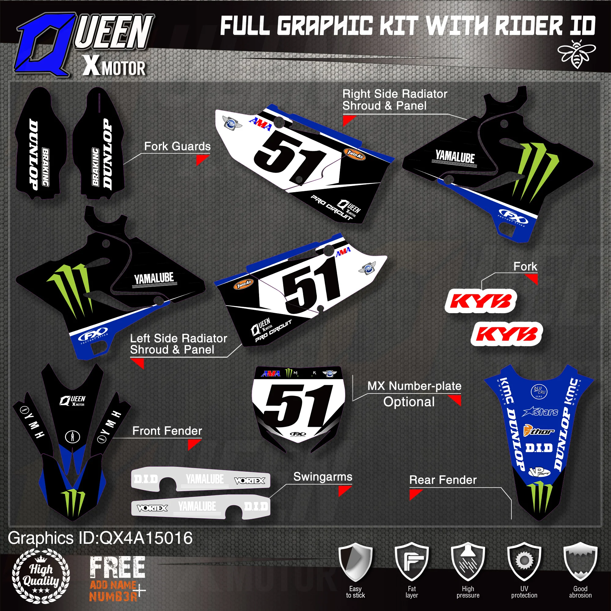 Королева X Мотор сделанный на заказ команда графика фоны наклейки 3м-наклейки