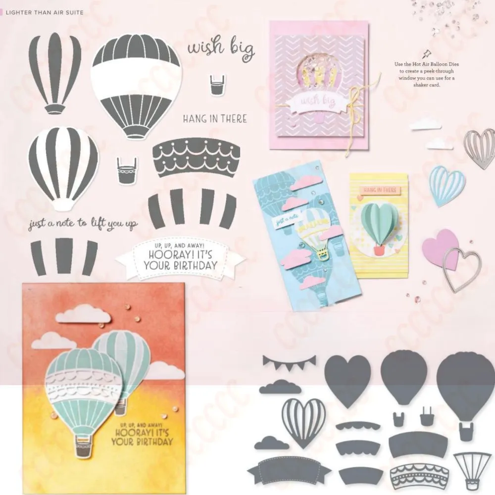 

2024 Hot Air Balloon New Clear Stamps Metal Cutting Dies for Decorating Scrapbook Diy Paper Card Album Mould Embossing Craft