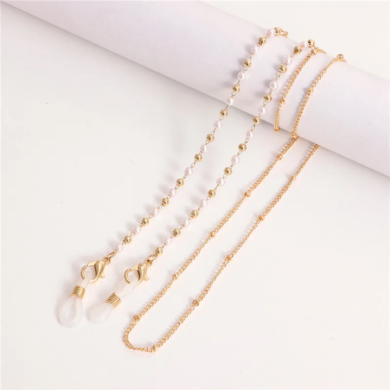 Ожерелье-цепочка для очков позолоченный шнур с хрустальными бусинами защиты