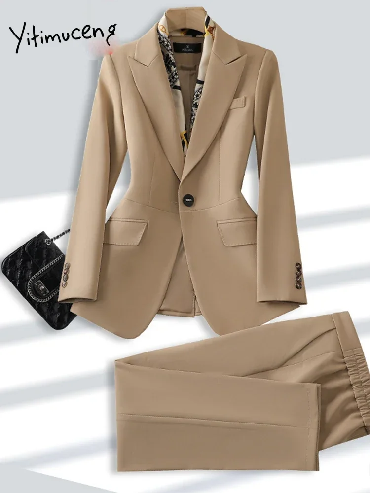 Yitimuceng офисный женский пиджак для женщин 2023 шикарные пальто с отложным воротником