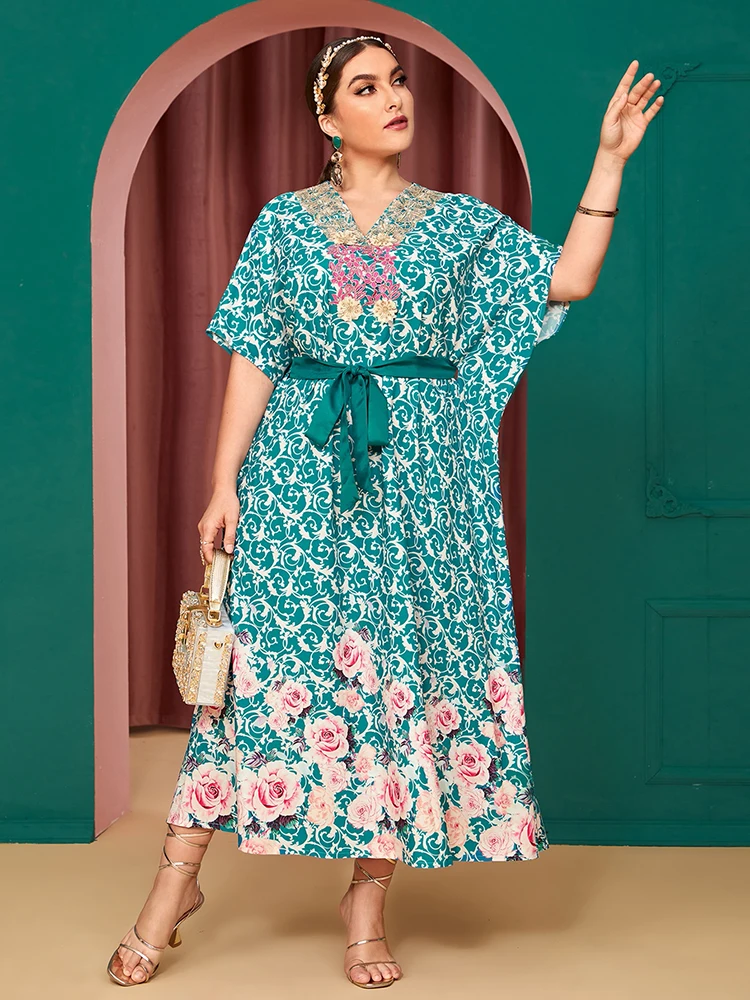

TOLEEN Women Plus Size Large Elegant Maxi Dresses 2022 Summer Boho Floral Long Oversized Muslim Party Evening Festival Clothing