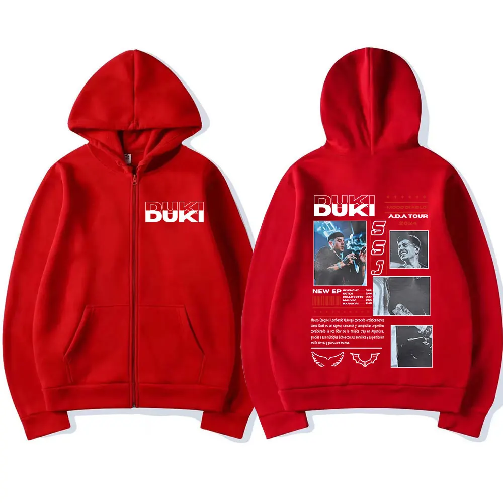 Рэпер Duki ADA Tour 2024 толстовки на молнии мужская и женская одежда модные свободные с