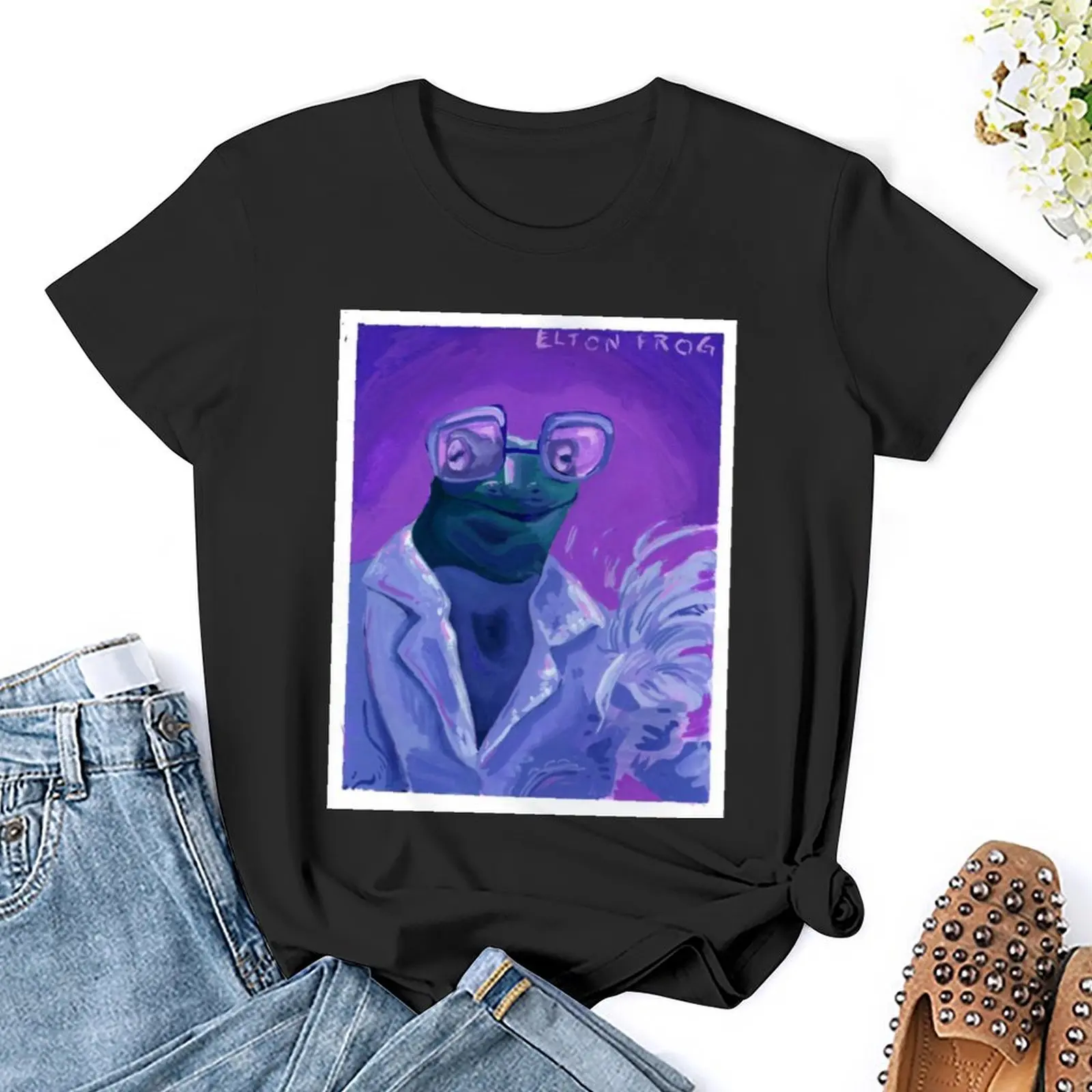 Женская хлопковая Футболка Elton с принтом лягушки