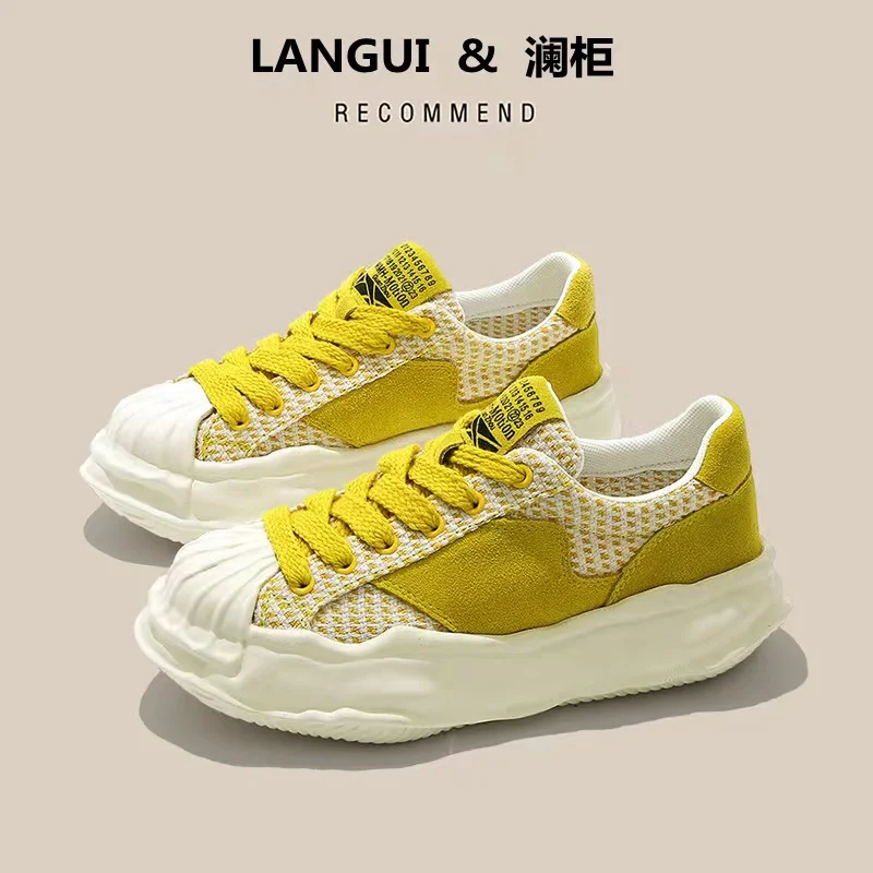 

Women Casual Canvas Sports Shoes Korea INS Retro Woman Dissolving Sneakers Female Ugly Cute Comfortable Thick Soled Shoes