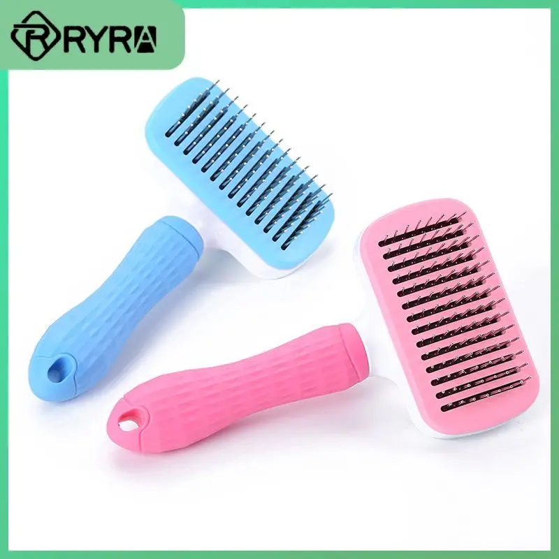 

1PC Pet Cleaning Comb Curved Needle Button Detachment Dog Cat Dead Hair Float Hairbrush Self-cleaning Brush Pet Grooming Tools