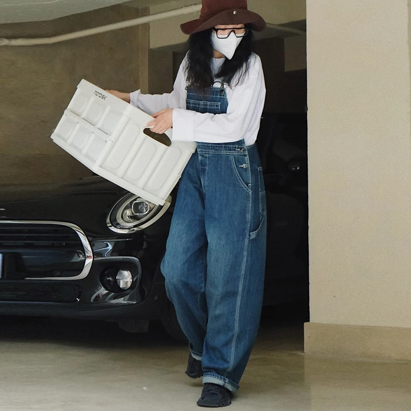 Женские джинсовые комбинезоны Johnature повседневные Комбинезоны с широкими