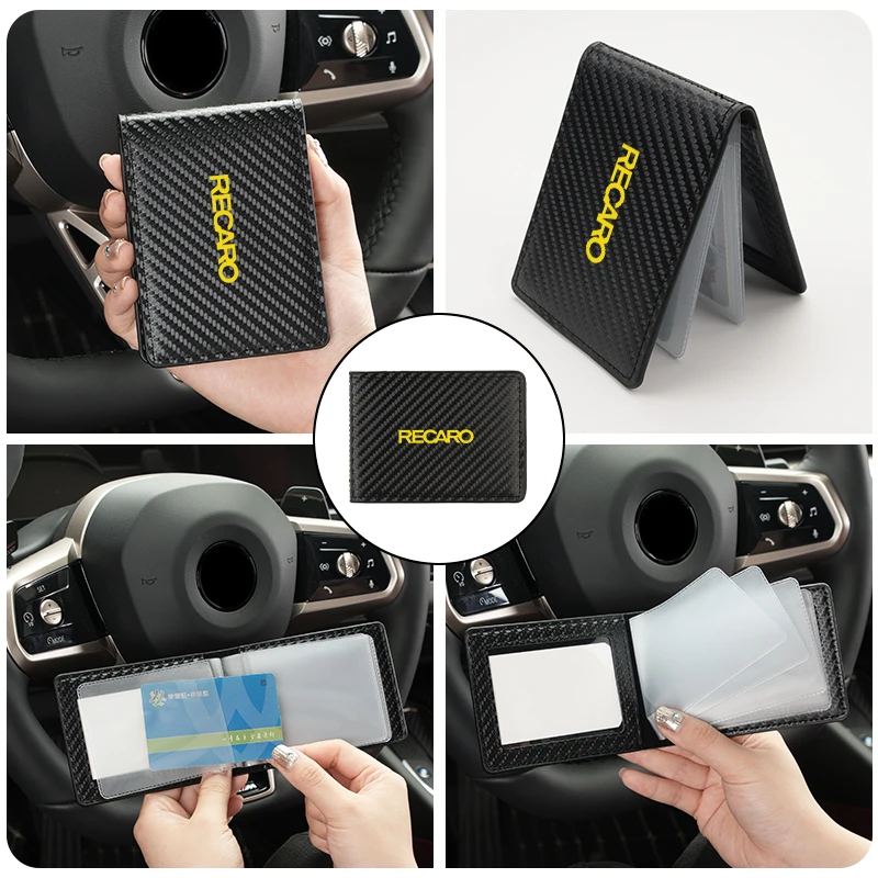 Кожаная сумка для удостоверения личности из углеродного волокна с логотипом