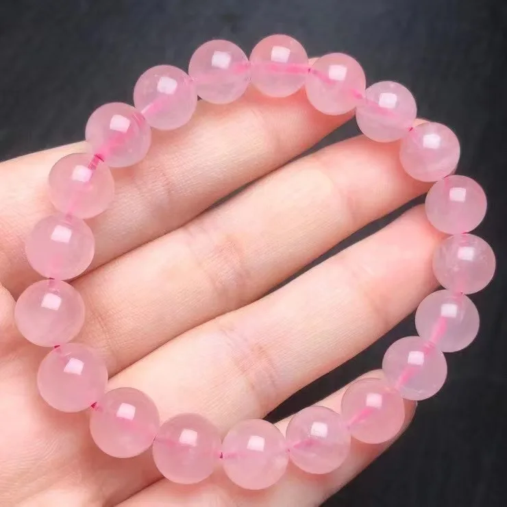 

9.8mm Good Quality Natural Madagascar Rose Quartz Crystal Pretty Pink Bead Bracelet Jewelry Gift For Healing