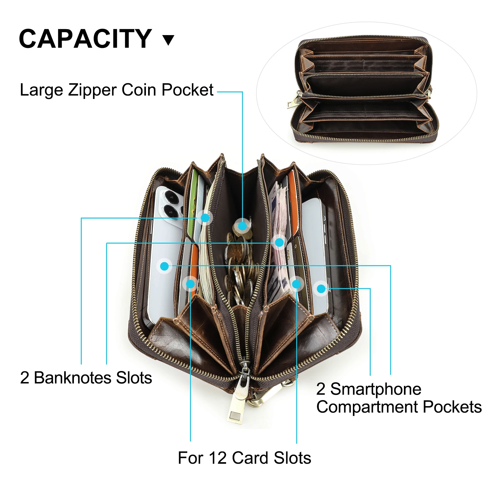 CONTACT'S кошельки-клатчи из натуральной кожи для мужчин держатели карт карман
