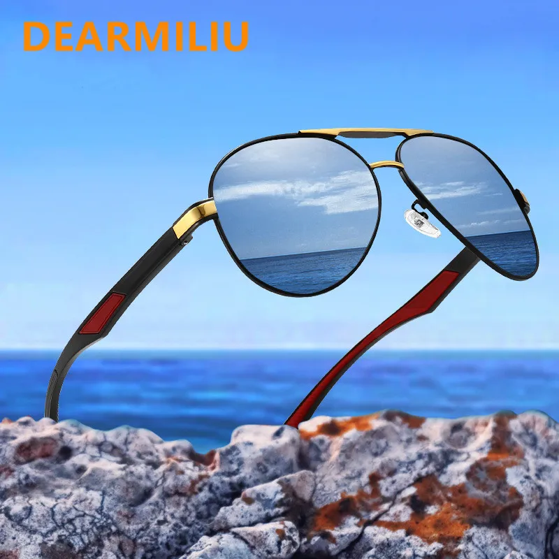 

DEARMILIU 2022 New Luxury Brand Sunglasses Men Polarized Driving Coating Glasses Metal Pilot Sun glasses Gafas De Sol Hombre