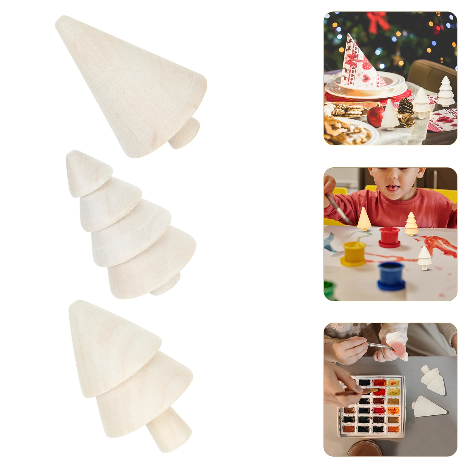 

9 Pcs Wood Christmas Tree Unfinished Trees Little Girl Gifts DIY Supplies Fittings Children Tools Decor Accessories Molds