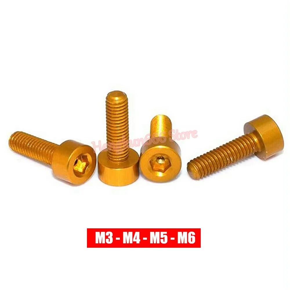 M3 M4 M5 M6 Винт с шестигранной головкой из алюминиевого сплава под золото
