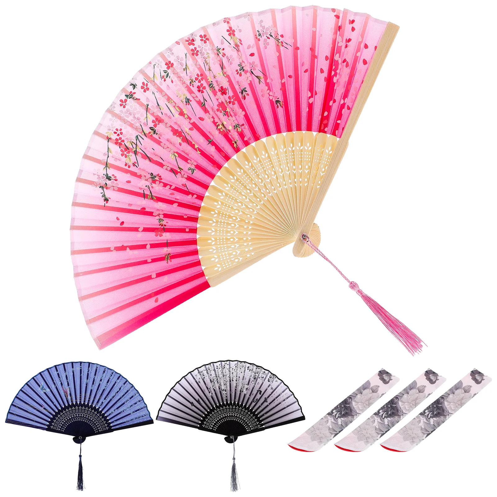 

Chinese Style Stage Performance Fan Fan Hand Fans Folding Chinese Floral Vintage Wooden Wall Oriental Traditional Foldable