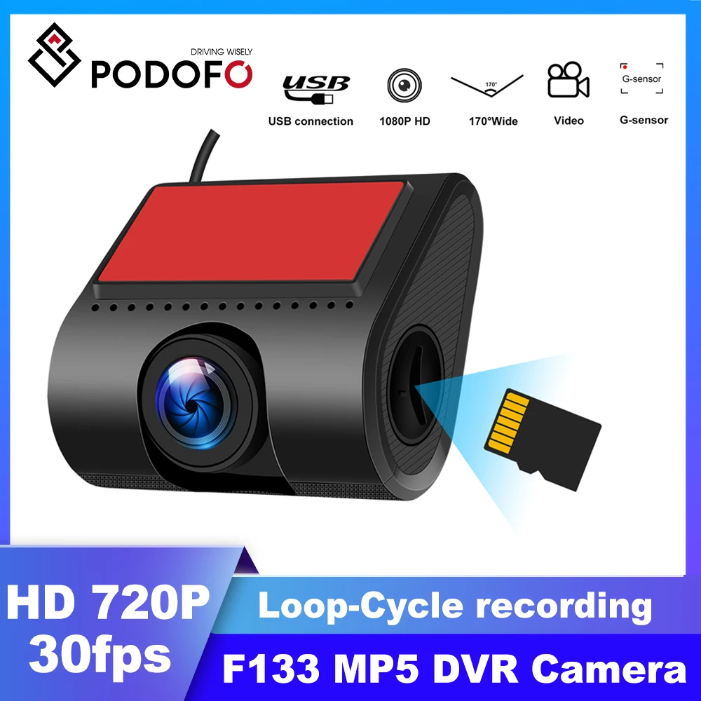 

Автомобильный видеорегистратор Podofo, Full HD 720P, USB, TF-карта
