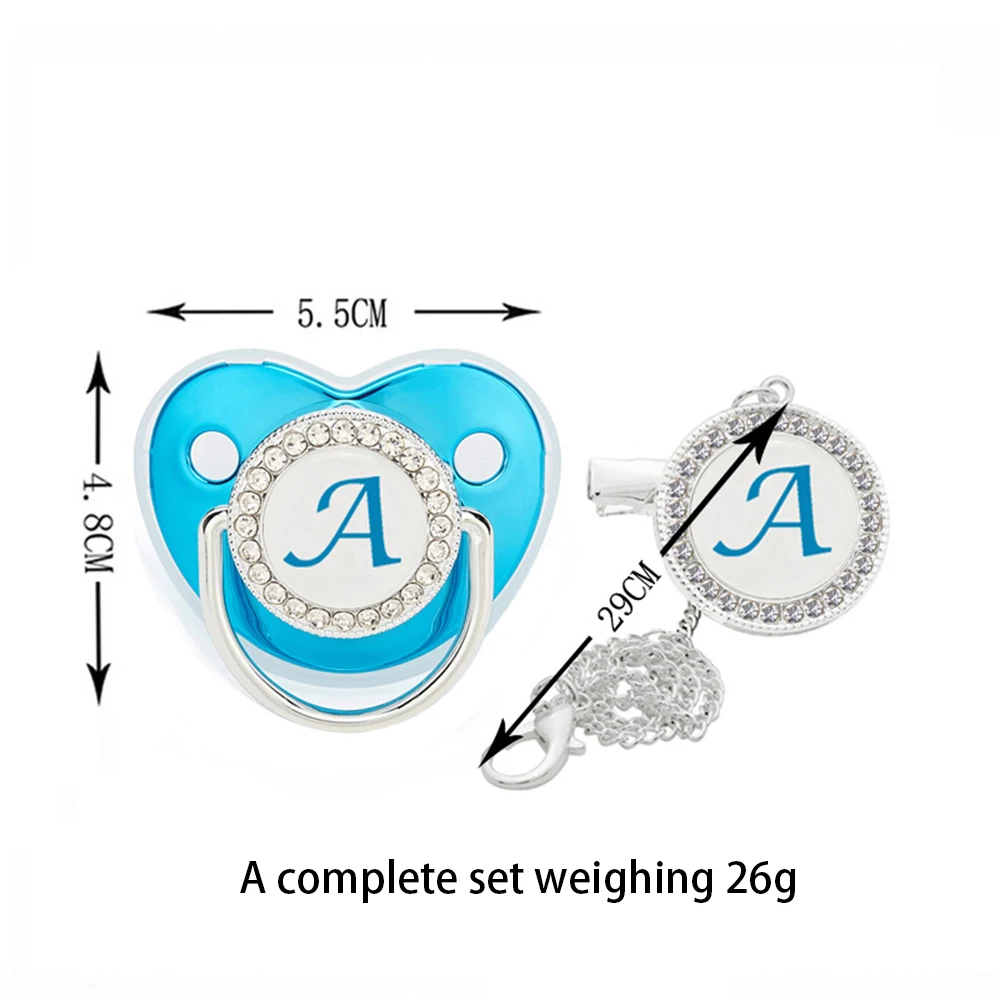 

Baby Pacifier Blue Funny 26 Letter Series Cute Safe Baby Accessories Baby Feeding Silicone Diamond Baby Product Baby Soother