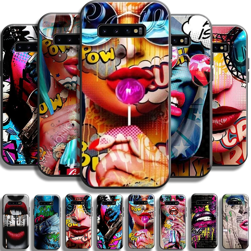 

Fashion Sexy Street Graffiti For Samsung Galaxy S10 Plus Lite S10E Phone Case S10 5G Carcasa Back Coque Liquid Silicon TPU