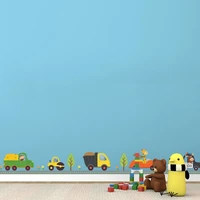 new cartoon car animal road wall stickers kids room kindergarten baseboard decorative painting home background wall decor poster