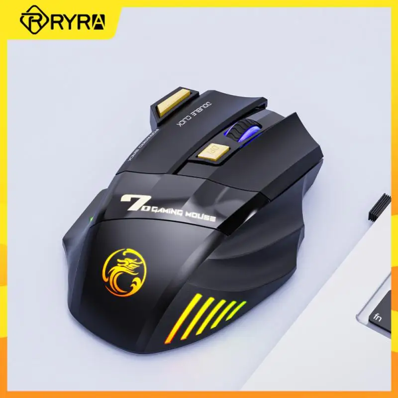 RYRA Computer Mouse Gamer RGB Mause Gamer Ergonomic Colorful Breathing Light Wireless Mouse 7 Button 2.4G For Laptop PC Computer