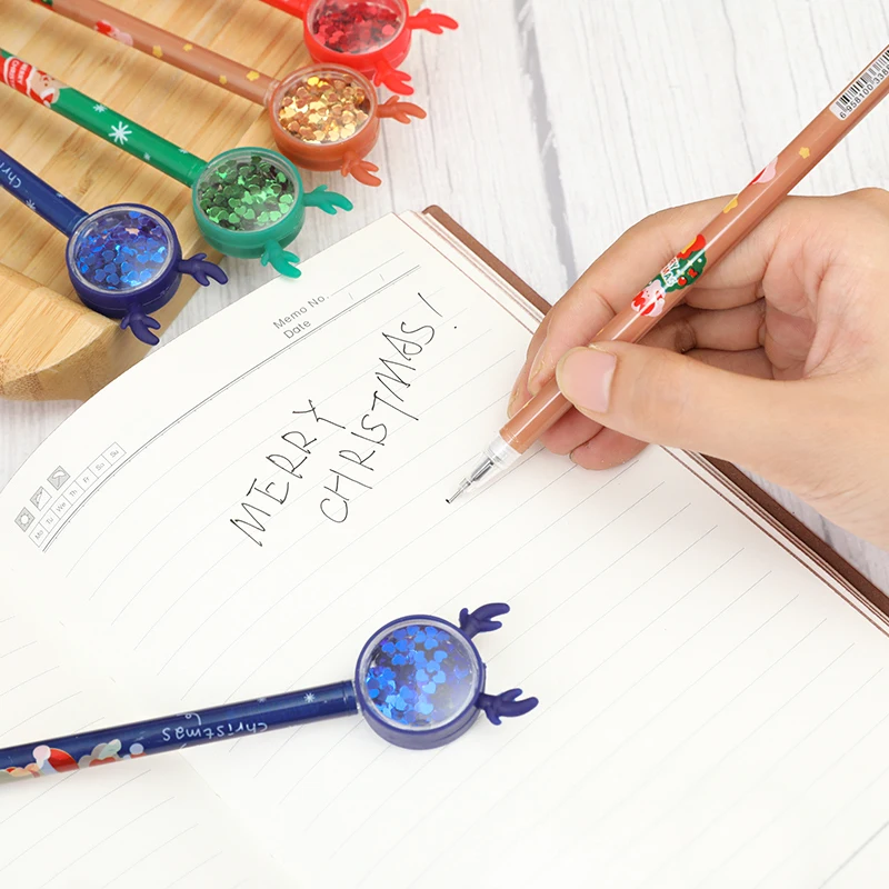 5 шт. подарочная ручка для письма мультяшные рога оленя блестящие блестки гелевые