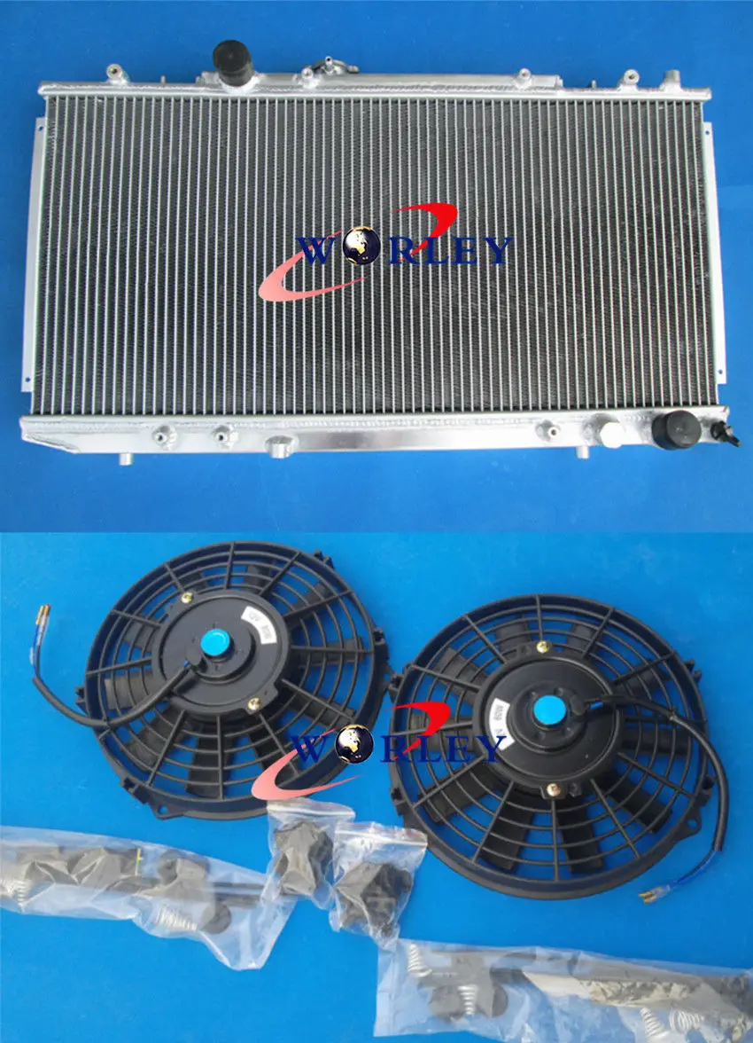 

For TOYOTA Celica GT4 ST185 3S-GTE 3SGTE 90 91 92 93 Manual Aluminum Radiator+TWO Fans