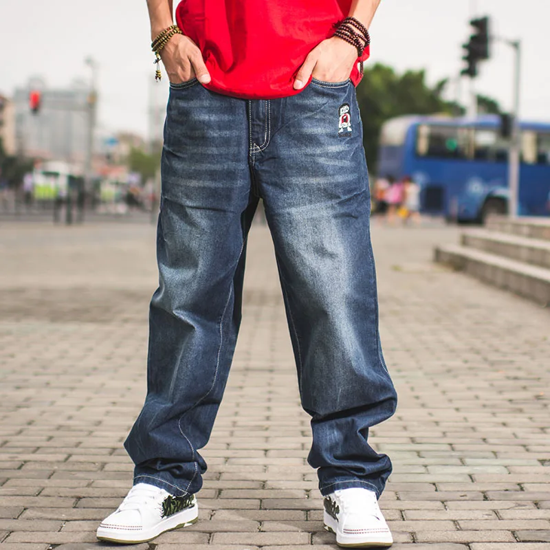Mens Oversized Baggy Jeans Men Black Blue Straight Wide Leg Cotton Denim Pants Hip Hop Fashion Loose Skateboard Jean Plus Size