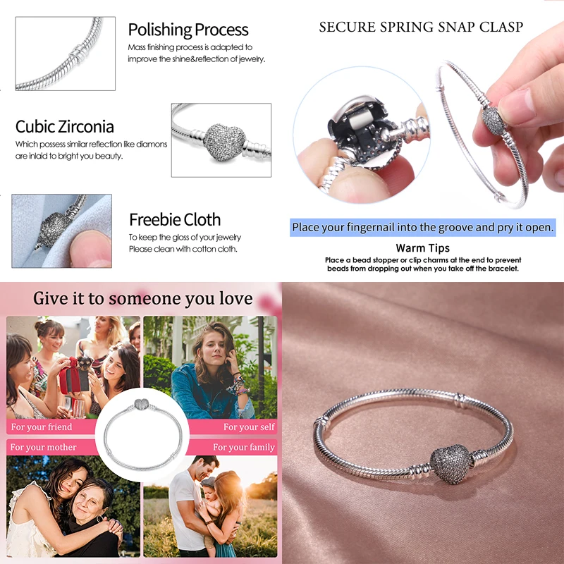 Оригинальные Браслеты Из Стерлингового Серебра 925 Пробы Для Женщин С