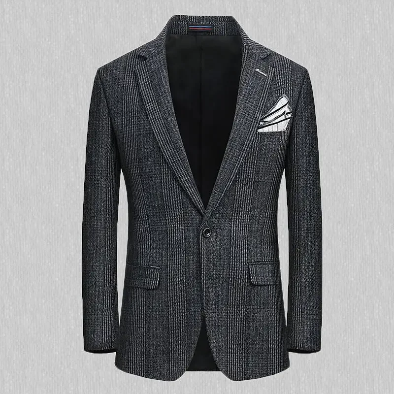 Мужская шерстяная дышащая однобортная куртка S-10XL Plus Удобная деловая