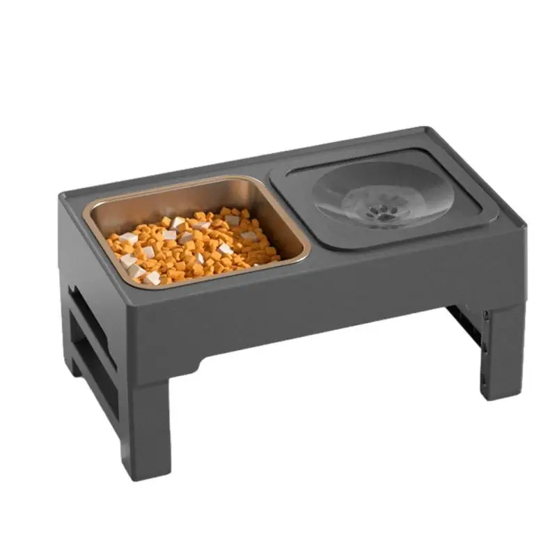 

Elevated Dog Bowls Height Adjustable Dog Bowl Holder Dog Feeding Station With 2 Stainless Steel Water Bowls Raised Food Bowls