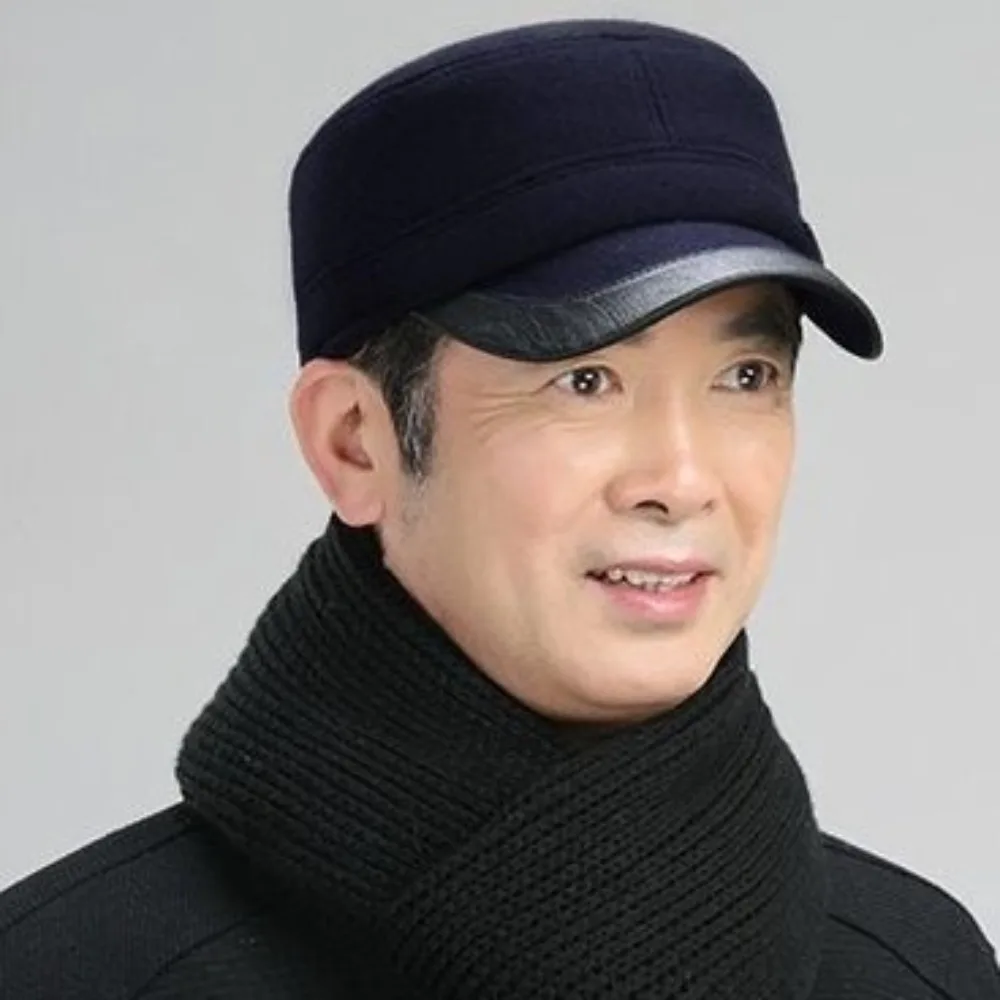 Мягкая мужская теплая плоская кепка плюшевая утолщенная Шерстяная для защиты