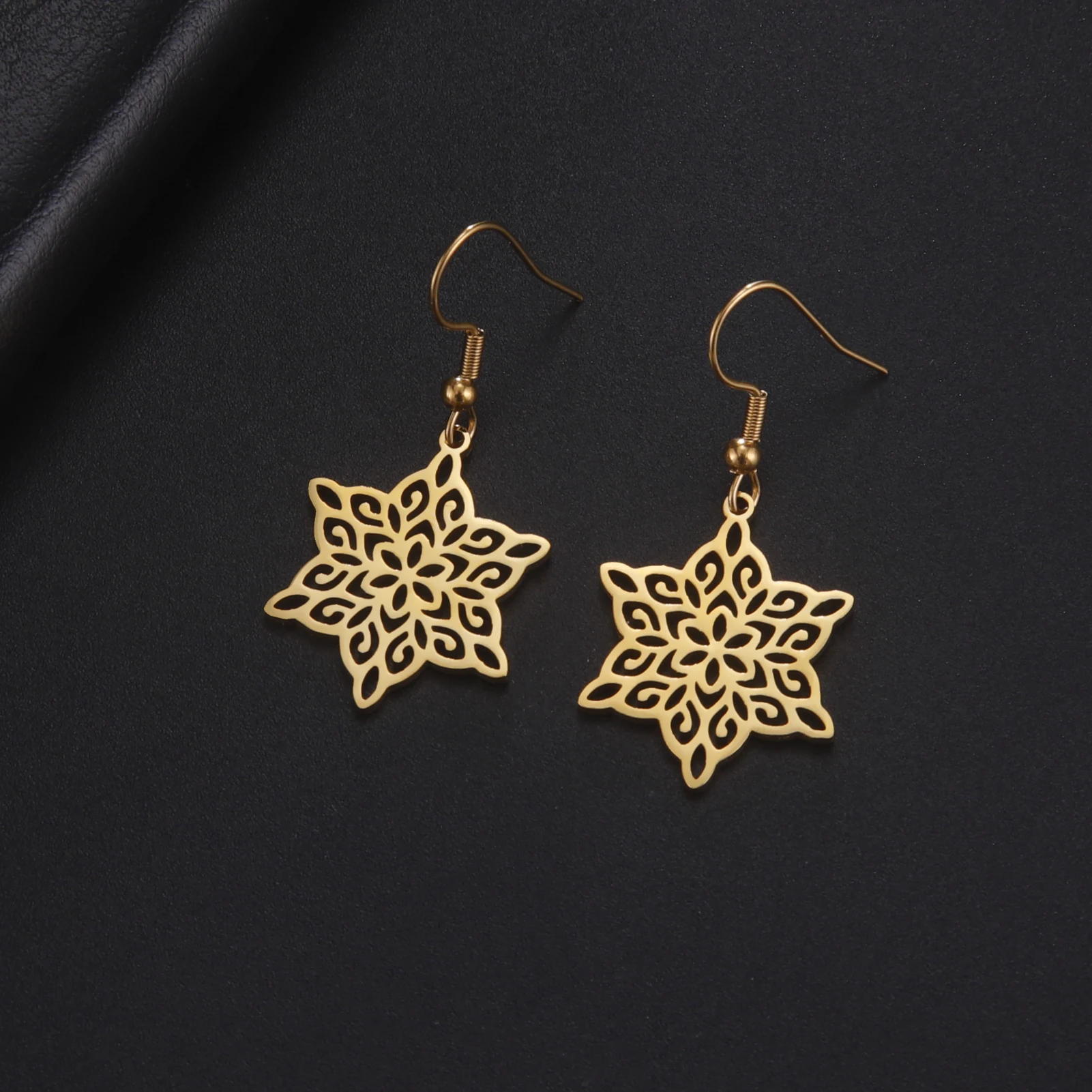 

Sipuris Hexagram Flower Dragle Earrings Stainless Steel Hot Fashion Star Of David Pendant Jewelry Gifts For Girlfriends