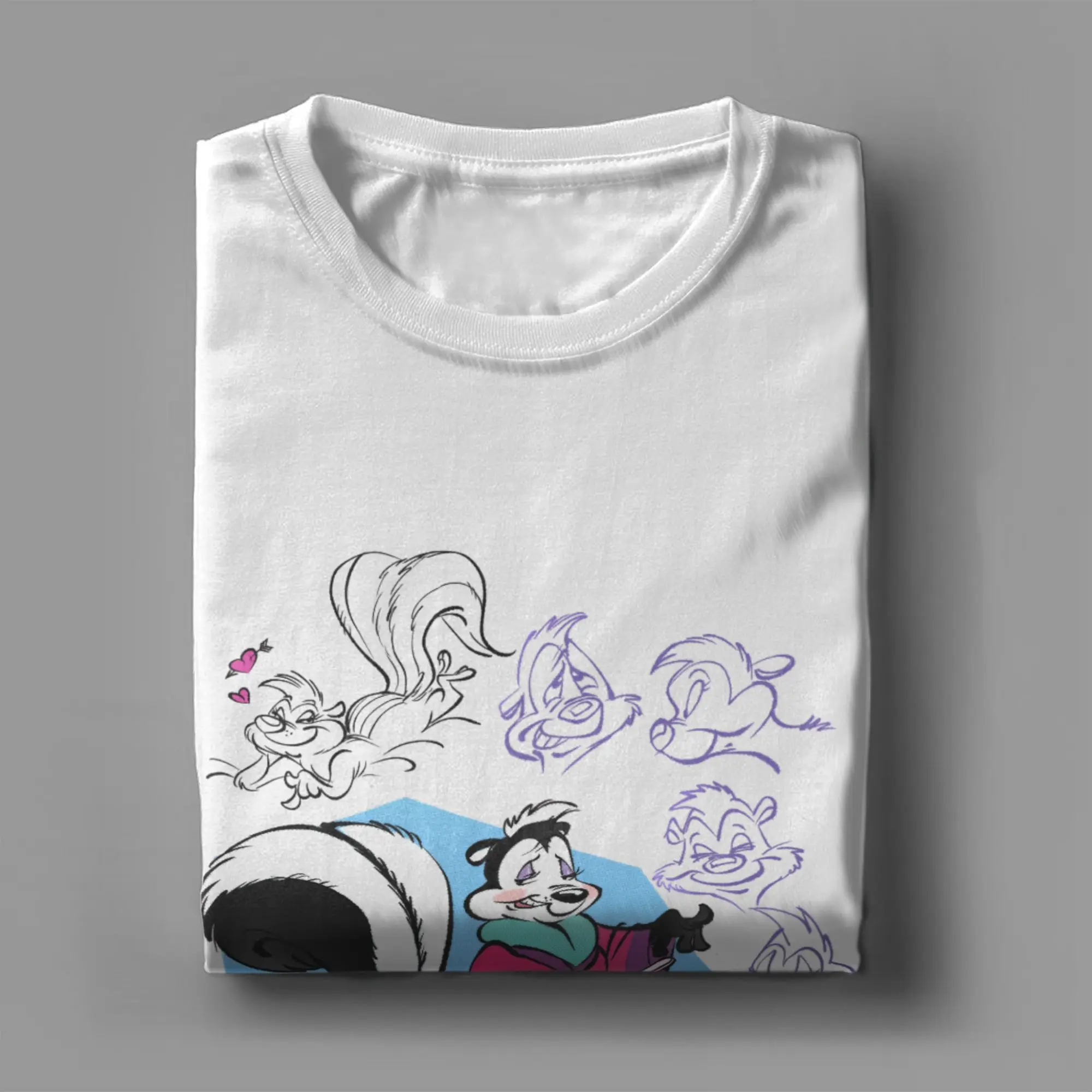 Фото Футболка Pepes Le Pew Penelope Skunk Love Rose, летние хлопковые футболки для мужчин, футболка для отдыха, футболка с короткими рукавами, топы с короткими рукавами №4