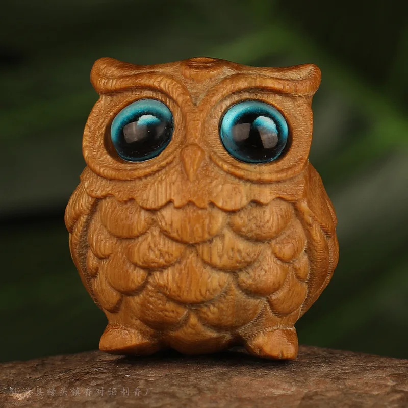 

Орнамент в виде совы, миниатюрная фигурка из зеленого сандалового дерева, креативный брелок «сделай сам», кулон, декор, прекрасный интерьер автомобиля, детский новогодний подарок