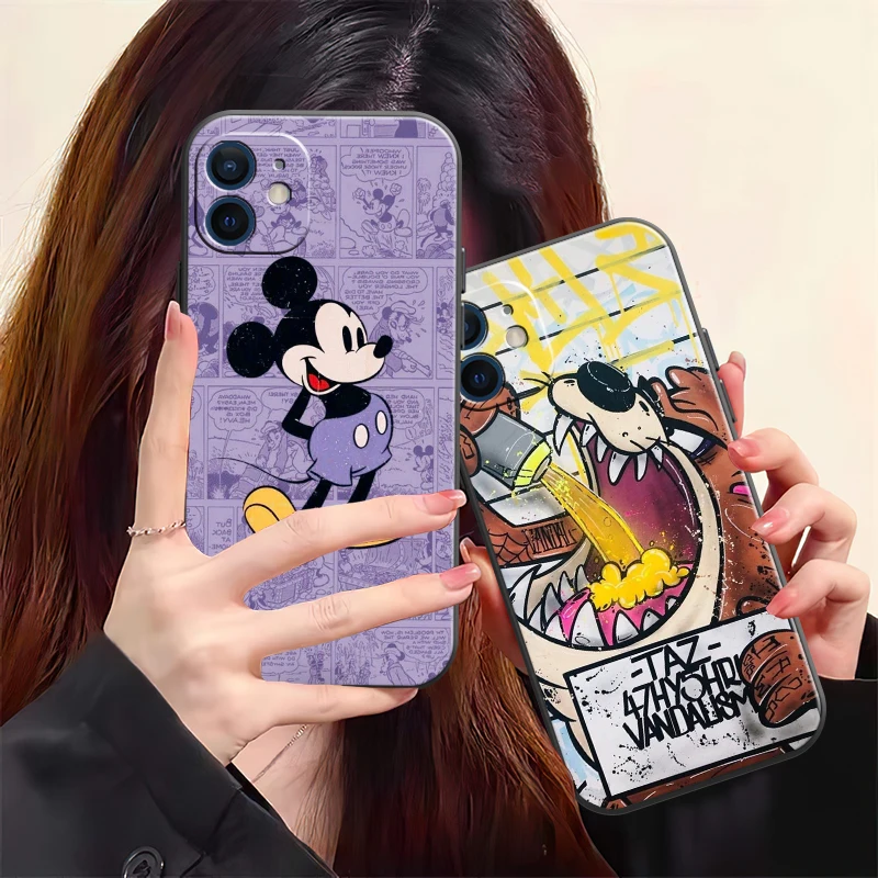 

Чехол для телефона с изображением Диснея Микки Мауса Для iPhone 13 12 11 Pro 12 13 Mini X XR XS Max SE 6 6s 7 8 Plus, жидкий силиконовый чехол