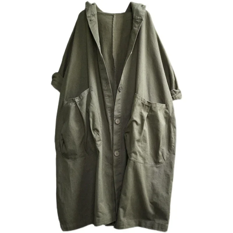 Художественный Женский Тренч с большими карманами пальто Свободная рабочая