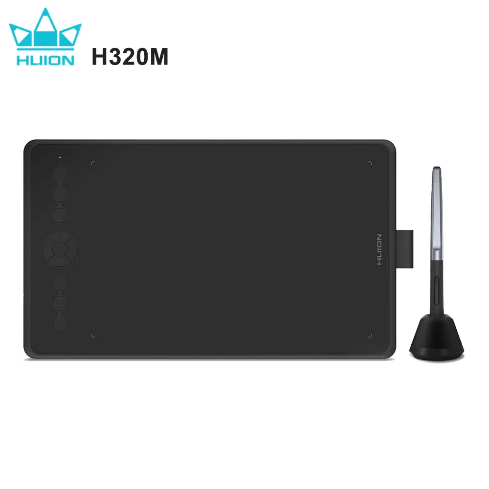 Huion Black H320M Graphic Drawing Tablet LCD Digital Writing Board Tablet 8192 Level with Battery-free Stylus Pen for Android PC