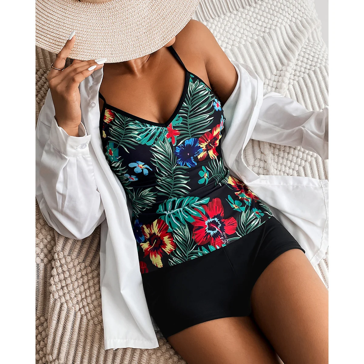 Sexy Large Swimsuits Plus Size Tankini Sets Female Swimwear Beach Wear Two-Piece Bathing Suit Sports Pool Women's Swimming Suit