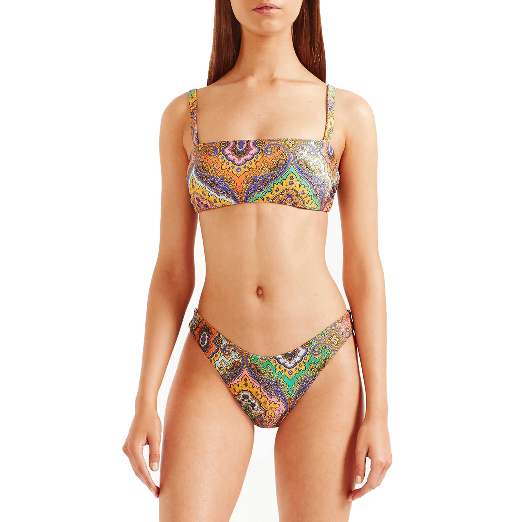Printed Bikini Sets Low Waist Women Suspenders Wrap Chest Swimwear Vintage Swimsuit Bathing Suit Brazilian Beachwear Two Pieces