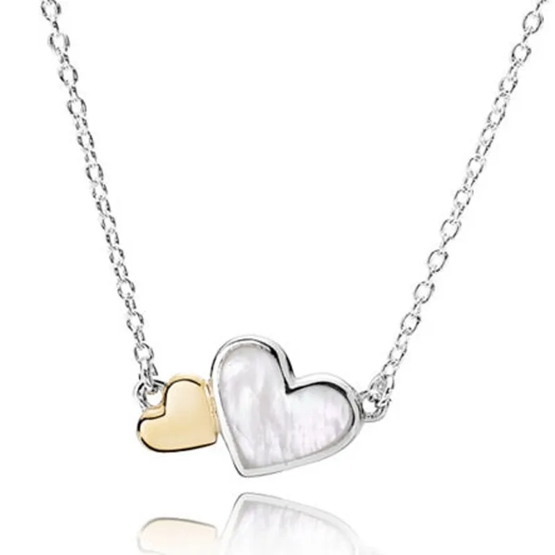 

Authentic 925 Sterling Silver Moments Gold Luminous Love Hearts Collier Necklace For Women Bead Charm Diy Fashion Jewelry