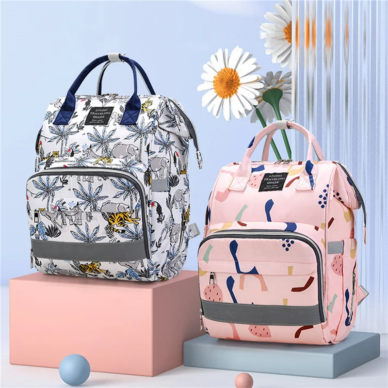 

Diaper Bag Backpack, Large Capacity Multifunction Nappy Bags, Waterproof Baby Bag Floral Insulated Travel Maternity Back Pack